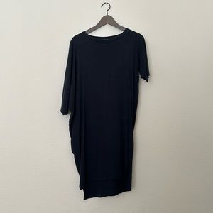 OAK cotton T-shirt dress navy blue casual oversized fit asymmetry
